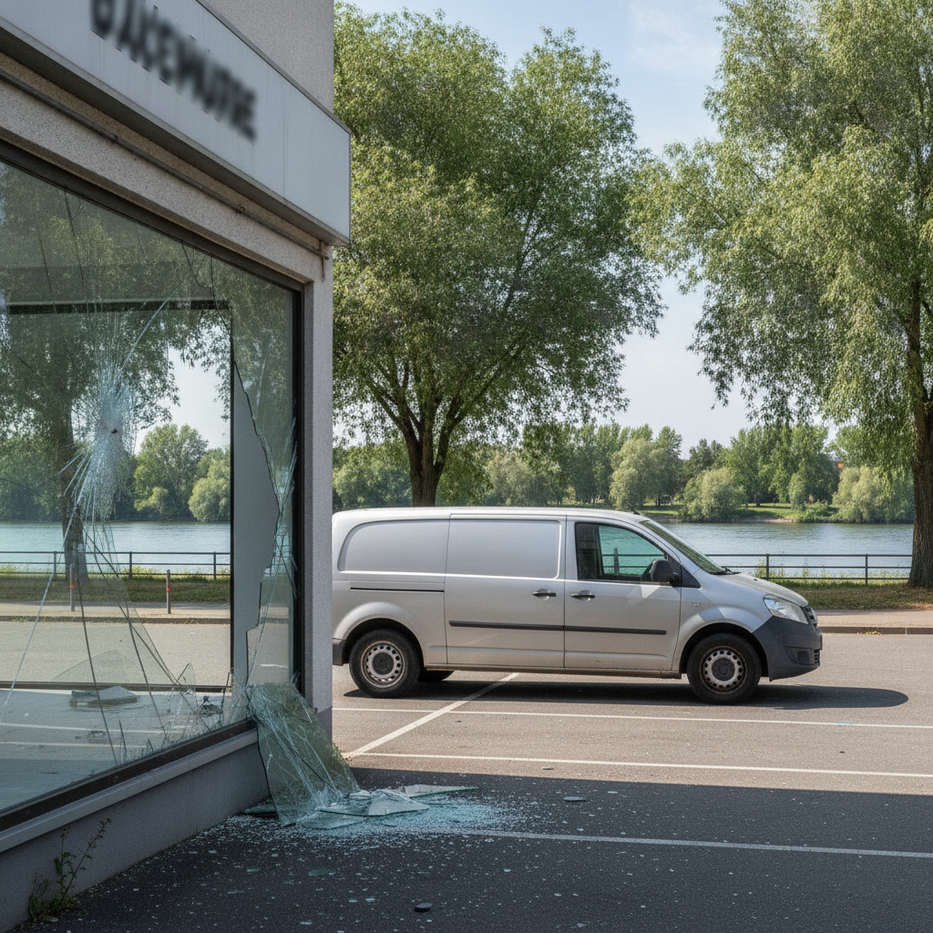Unfall im Steinweg: Transporter rammt Schaufensterscheibe